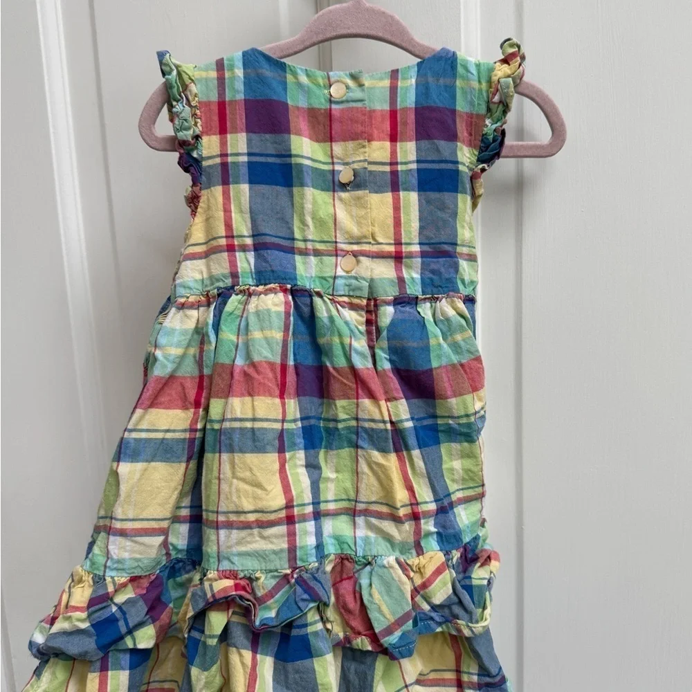 Chaps 2T Girls Plaid Multicolor Short Sleeve Flutter Dress